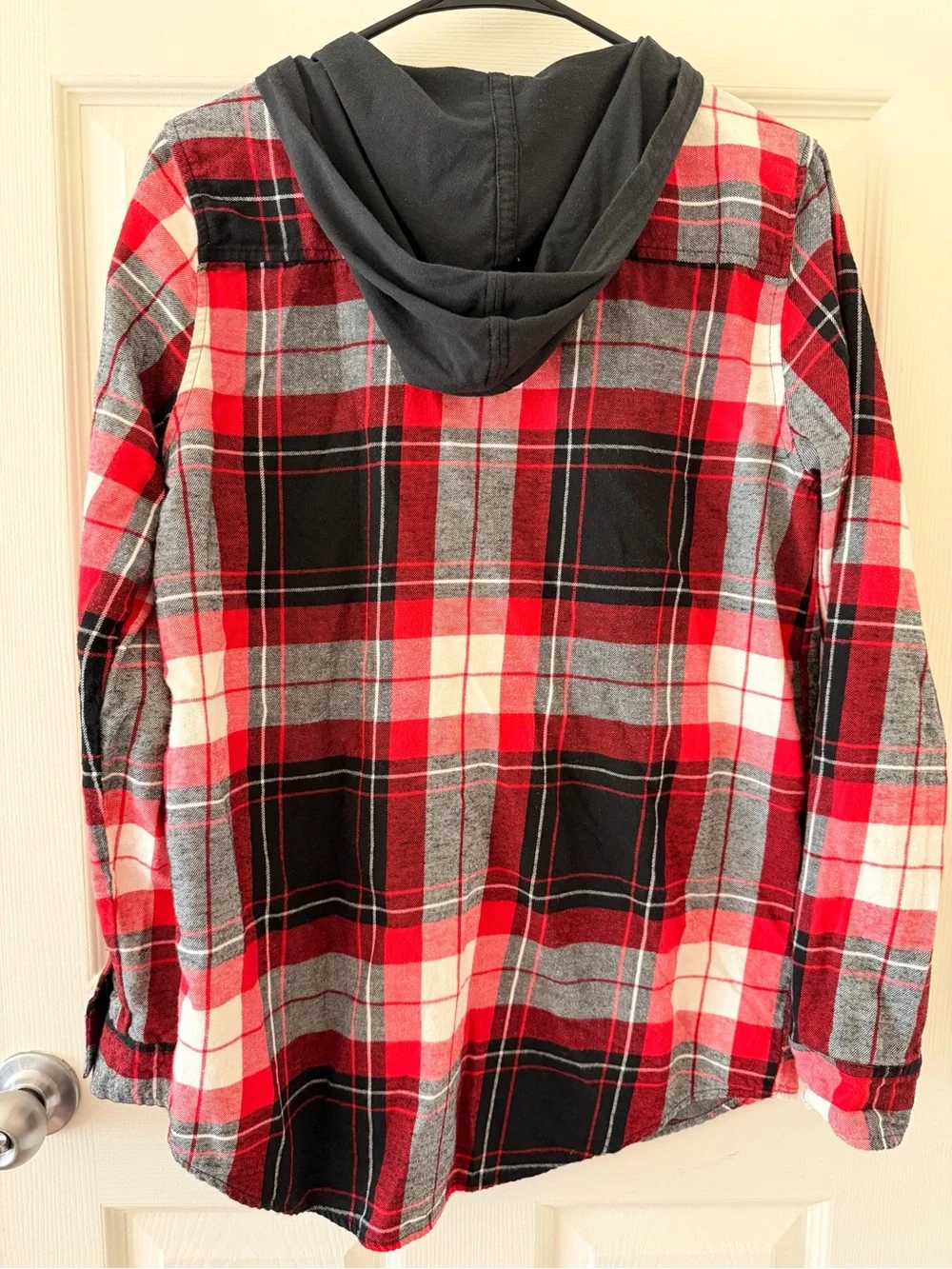 art class Red Black Gray Plaid Hooded Flannel Shirt